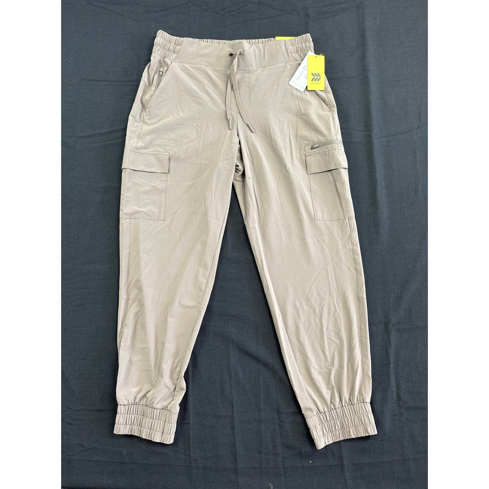 All in Motion Womens Stretch Woven Cargo Pants Tan Brown Joggers Size M NWT